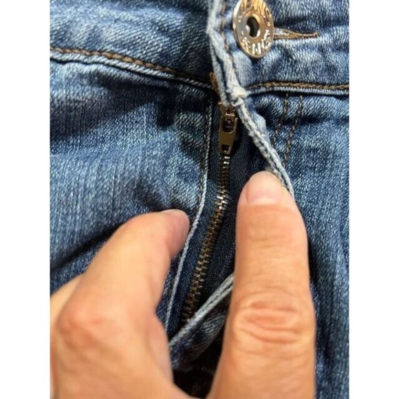 Dolce & Rosa Pants Womens 46 Blue Denim Belted Pocketed Zip Button 38x25. - Picture 3 of 12